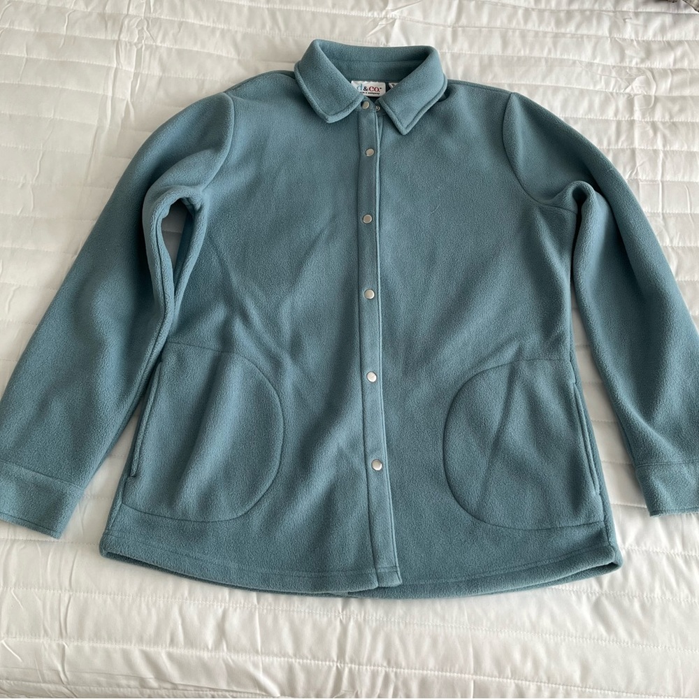Women’s Small Turquoise Denim & Co. Fleece Button Up